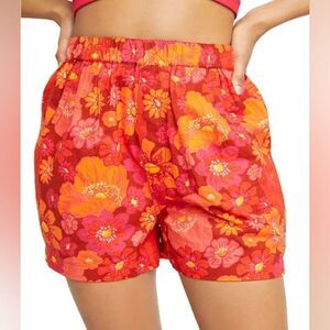 Free People Orange Palo Duro Cotton Floral Shorts XS